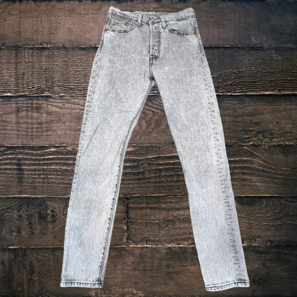 LEVI'S 501 S Men's Jeans Grey Skinny Straight Leg‎ Button Fly Vintage Wash 25X29 - Picture 2 of 15